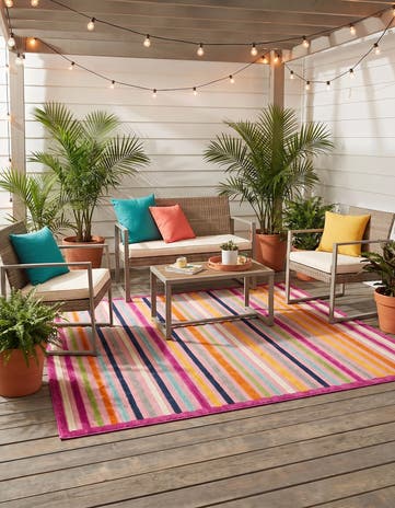 Pink Easy-Clean Aruba Indoor / Outdoor Square Rug