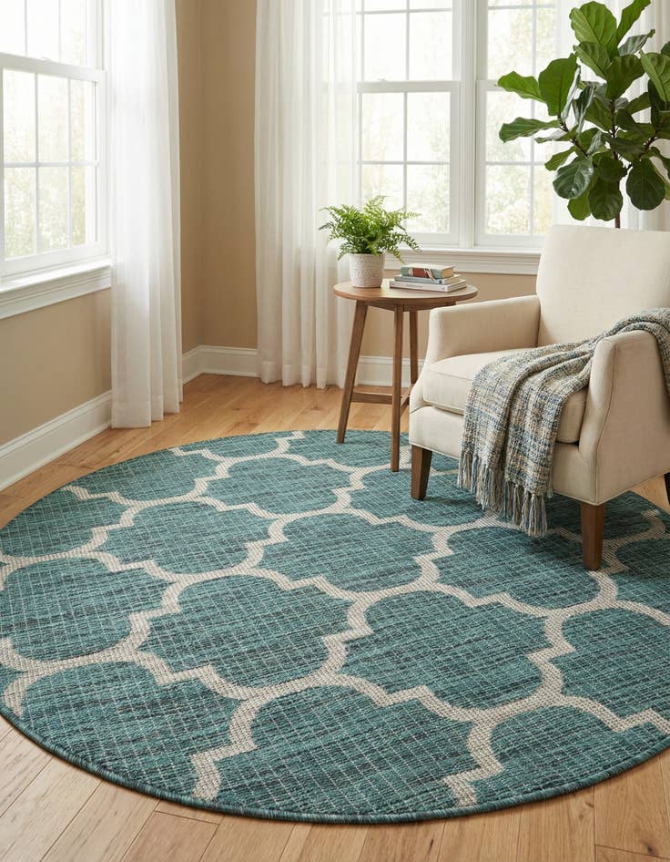 Detail image of 4' x 4'  Washable Trellis Indoor / Outdoor Round Rug