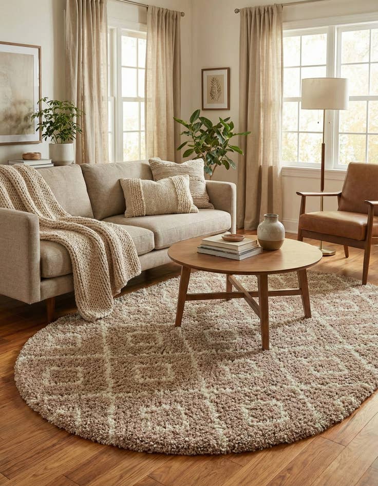 Detail image of 5' 3 x 8' Trellis Shag Oval Rug