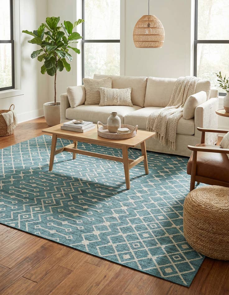 Detail image of 10' x 13'  Washable Trellis Indoor / Outdoor Rug