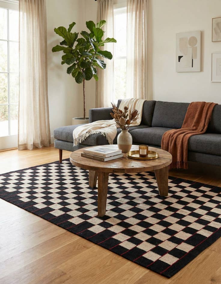 Detail image of 4' 1 x 5' 10  Hand Woven Kilim Modern Wool Rug