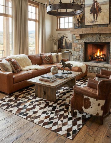 6' 6 x 9' 9 Cowhide Stocks Rug
