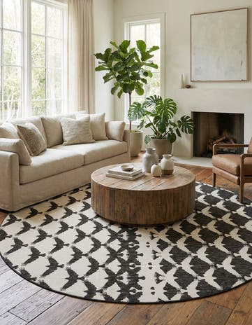 12' x 12' Easy-Clean Modern Indoor / Outdoor Round Rug
