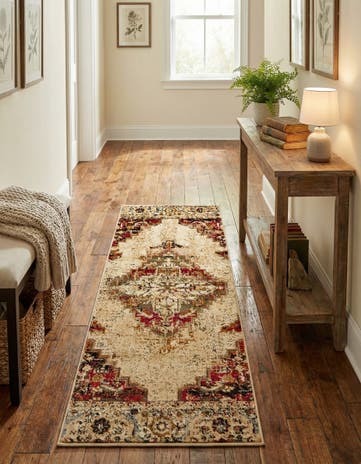 Burgundy Beige Saturn Runner Rug