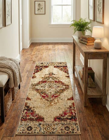 Burgundy Beige Saturn Runner Rug