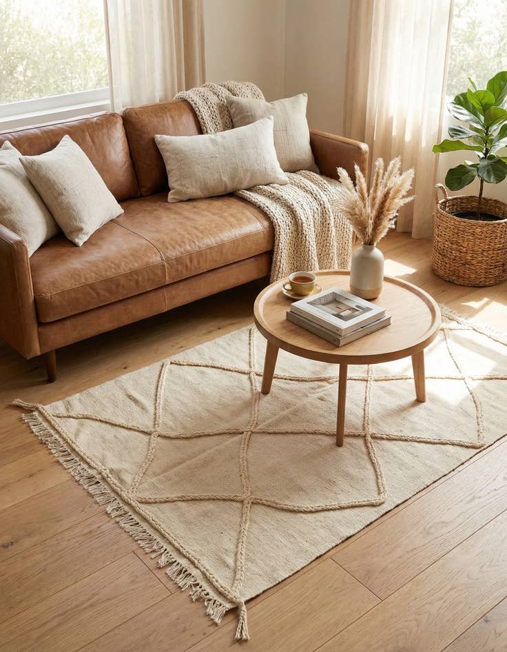 Detail image of 3' 7 x 5'  Hand Woven Moroccan Wool Rug