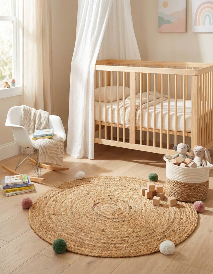 Detail image of 2' x 2'  Hand Braided Kids Braided Jute Round Rug
