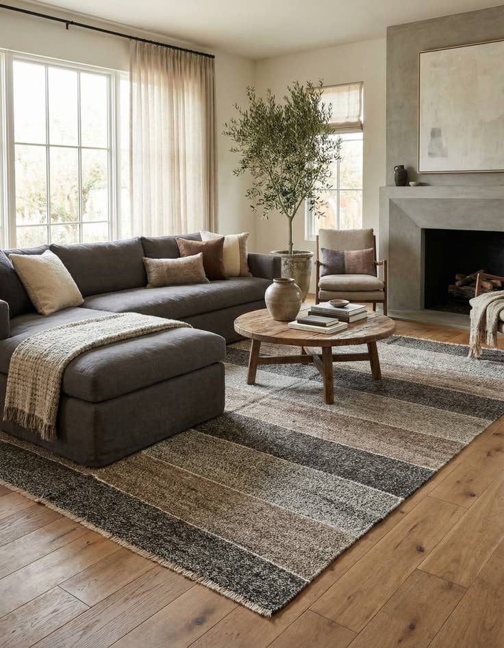 Detail image of  7' 3 x 9'  Hand Woven Kilim Modern Wool Rug