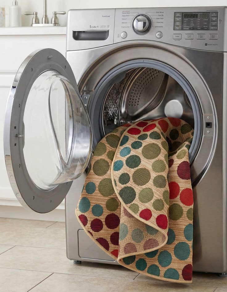 Detail image of 2' 7 x 2' 7  Washable Modern Indoor / Outdoor Round Rug