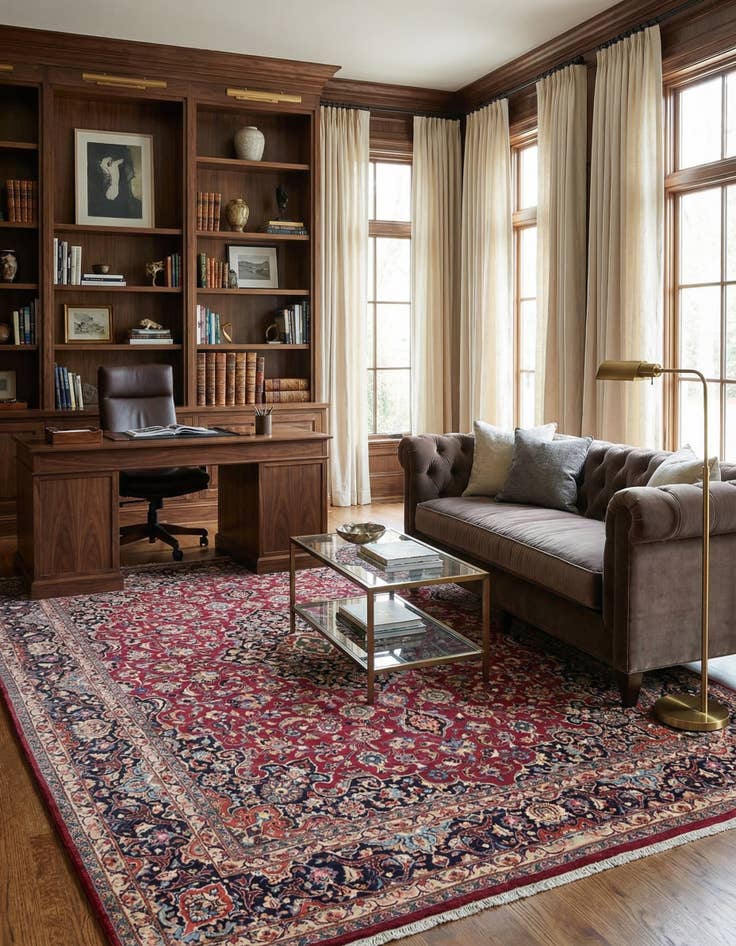 Detail image of 9' 10 x 12' 6  Hand Knotted Mashad Persian Wool Rug