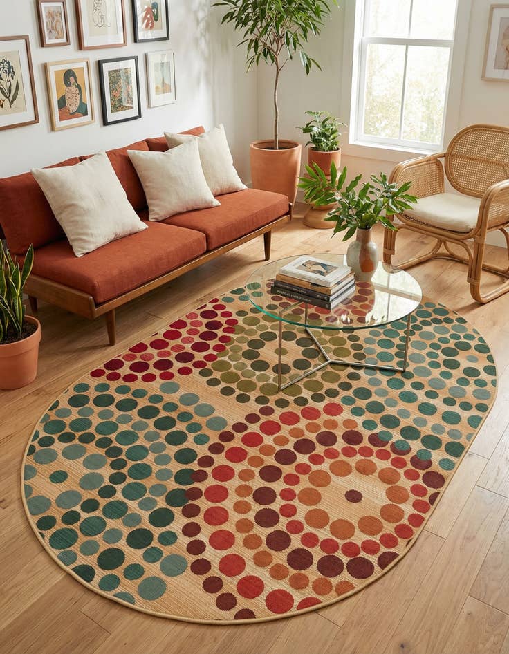 Detail image of 5' 3 x 8'  Washable Modern Indoor / Outdoor Oval Rug