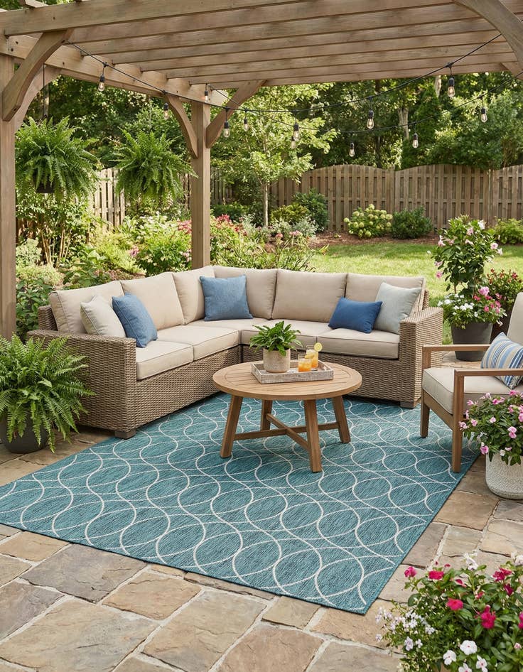 Detail image of 9' x 12'  Washable Trellis Indoor / Outdoor Rug