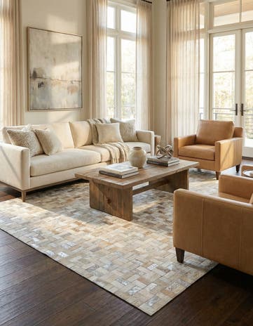 5' x 7' 10 Cowhide Leather Rug