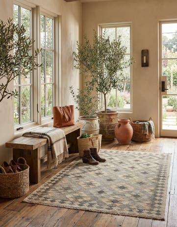 4' x 5' 11 Hand Woven Kilim Maymana Wool Rug