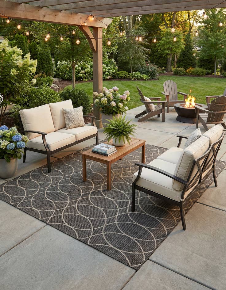 Detail image of 10' x 10'  Washable Trellis Indoor / Outdoor Square Rug