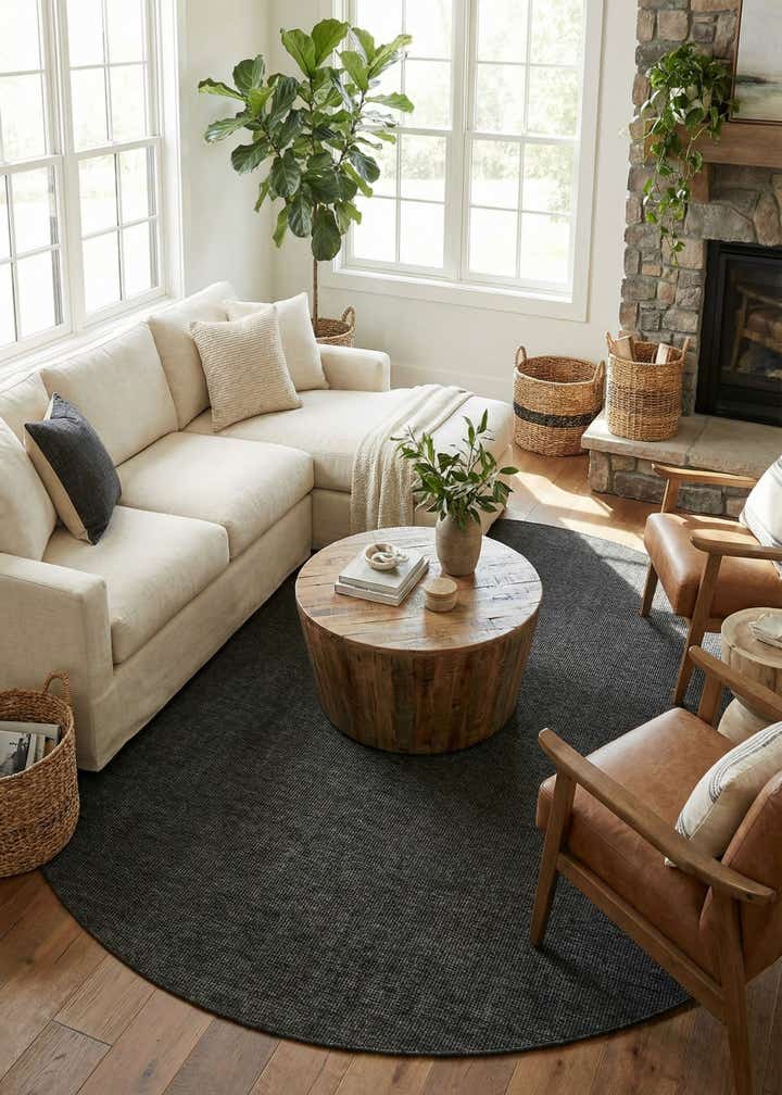 10' x 10' Easy-Clean Solid Indoor / Outdoor Round Rug
