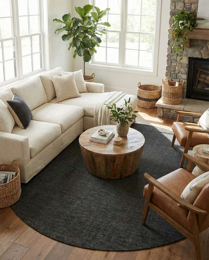 10' x 10' Easy-Clean Solid Indoor / Outdoor Round Rug