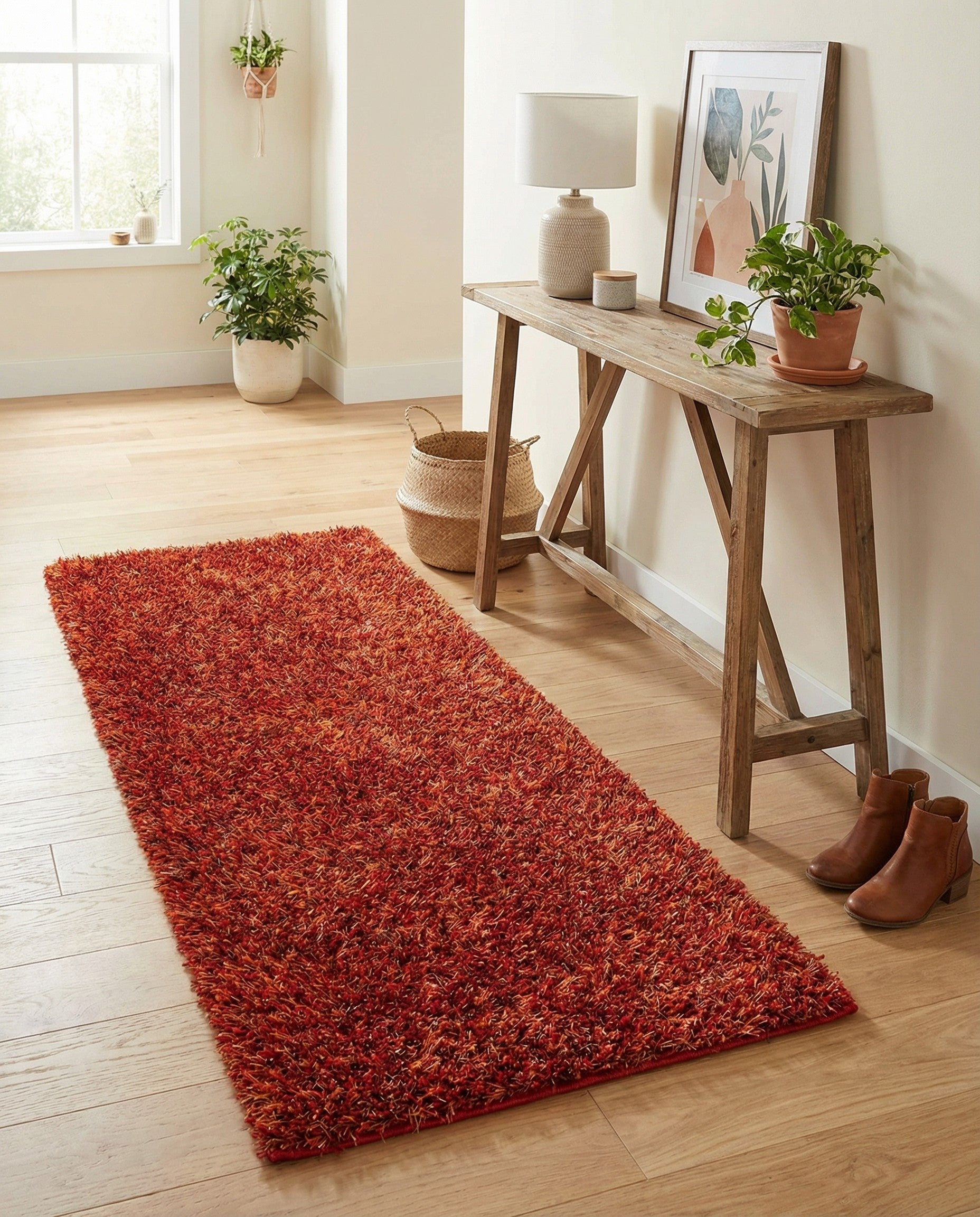  2' 5 x 4' 7  Hand Knotted Two-Tone Shag Oriental Runner Rug