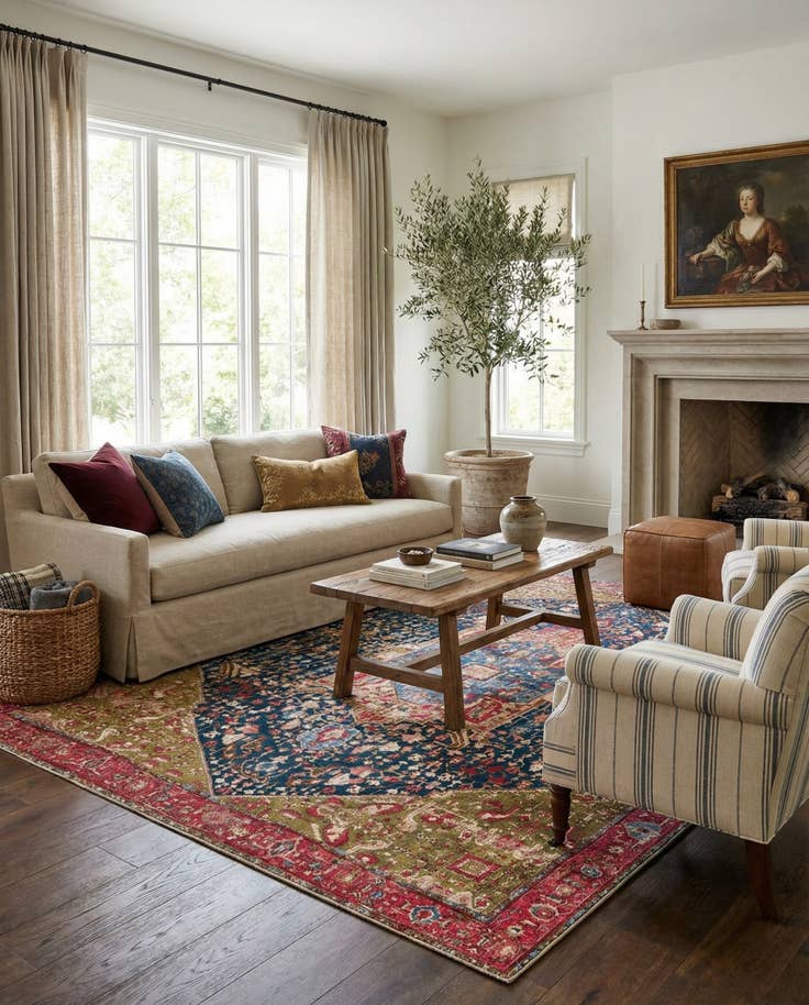 Detail image of 10' x 13' Easy-Clean Traditional Indoor / Outdoor Rug