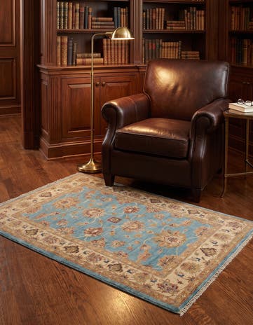 3' 5 x 4' 11 Hand Knotted Ziegler Rug
