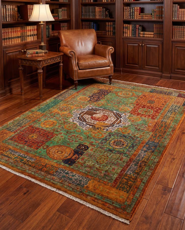 Detail image of 155cm x 200cm anudado a mano Mamluk Ziegler Alfombra