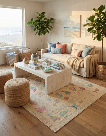 5' 5 x 7' 7 Hand Woven Kilim Suzani Wool Rug