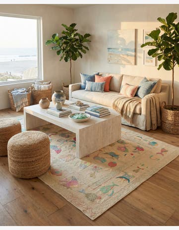 5' 5 x 7' 7 Hand Woven Kilim Suzani Wool Rug