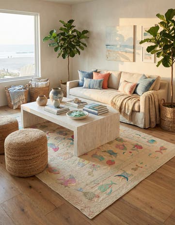 5' 5 x 7' 7 Hand Woven Kilim Suzani Wool Rug