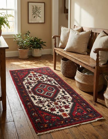 2' 3 x 4' 4 Hand Knotted Heriz Wool Runner Rug