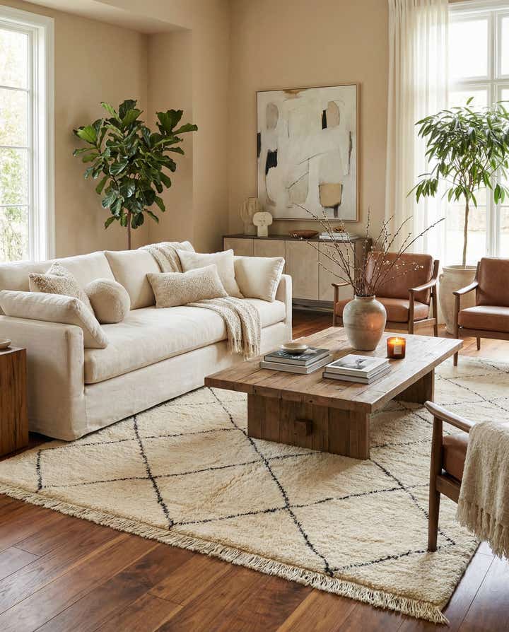 7' 1 x 9' 10 Hand Knotted Moroccan Wool Rug