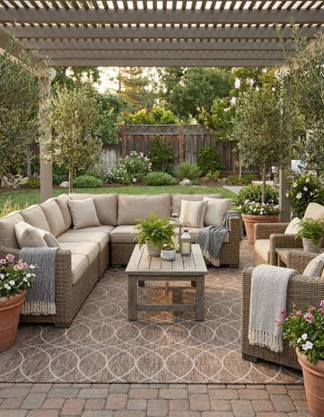9' x 12' Easy-Clean Lattice Indoor / Outdoor Rug