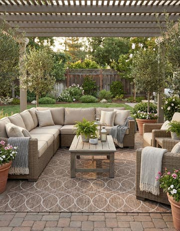 9' x 12' Easy-Clean Lattice Indoor / Outdoor Rug