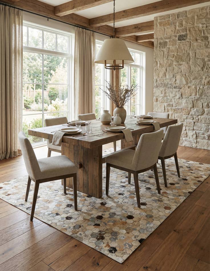 Detail image of  4' 7 x 6' 7 Cowhide Stocks Rug