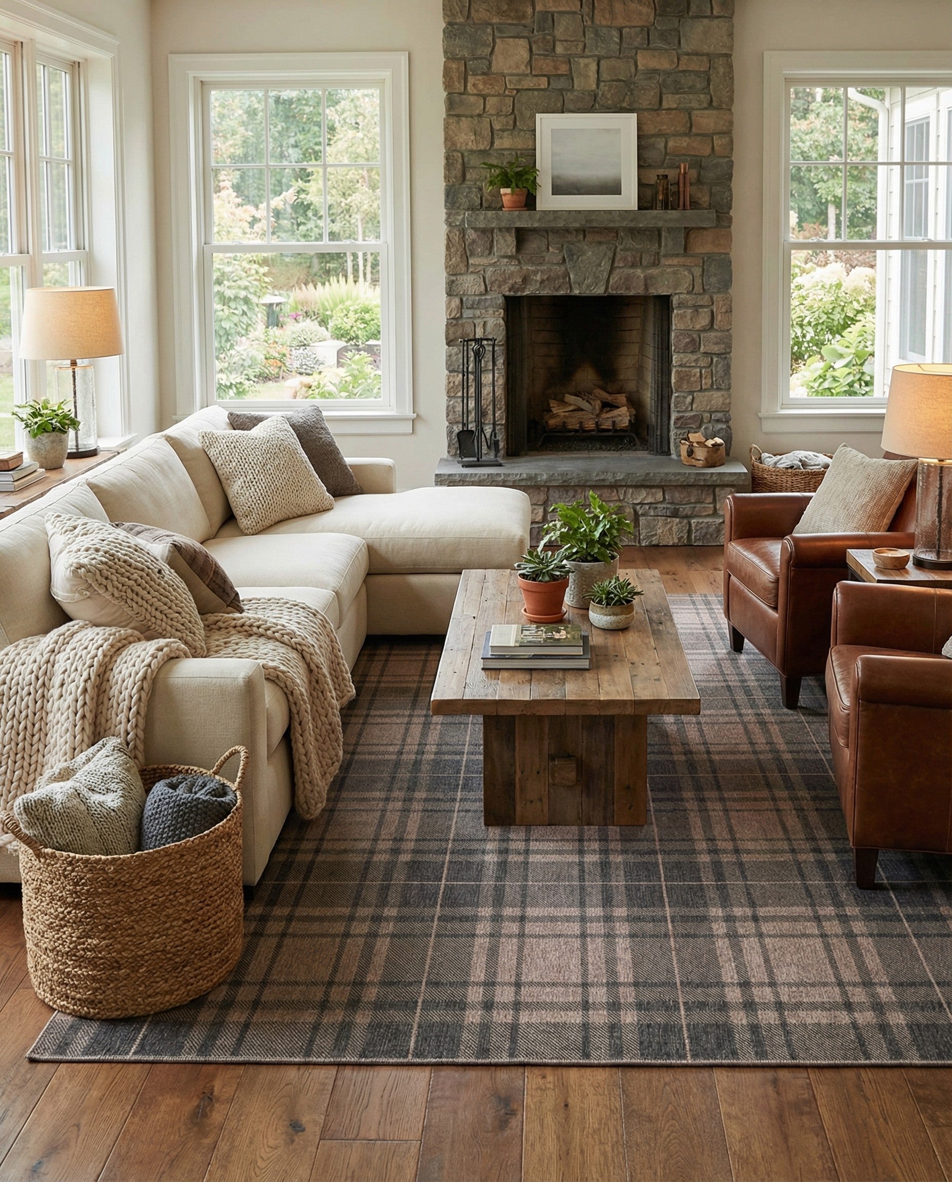  10' x 14'  Washable Checkered Indoor / Outdoor Rug