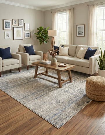 Gray Blue Deepa Square Rug