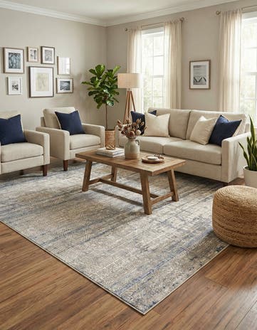 Gray Blue Deepa Square Rug
