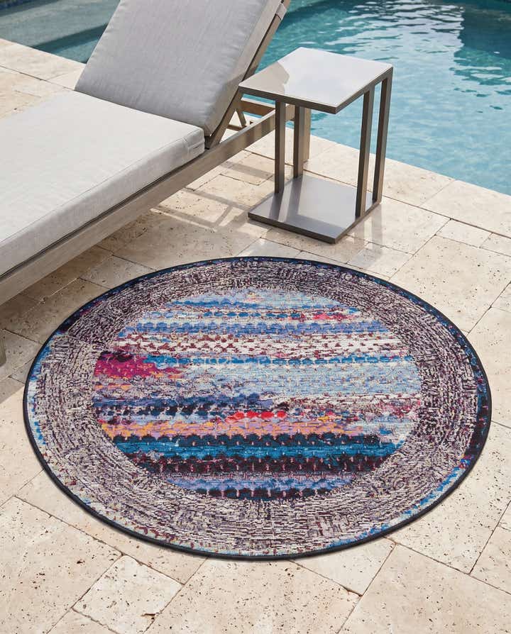 3' x 3' Easy-Clean Modern Indoor / Outdoor Round Rug