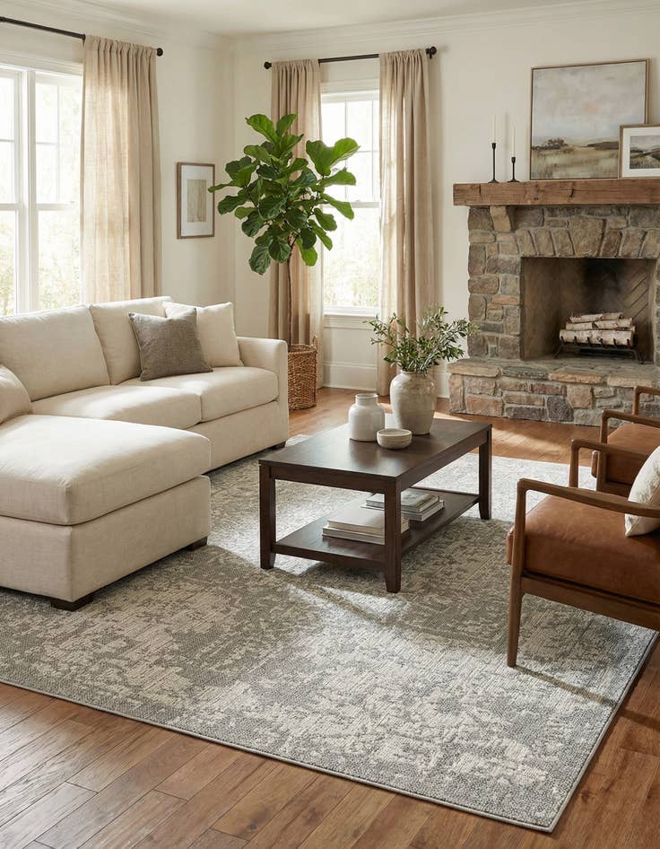 Detail image of  7' 10 x 10'  Washable Traditional Indoor / Outdoor Rug