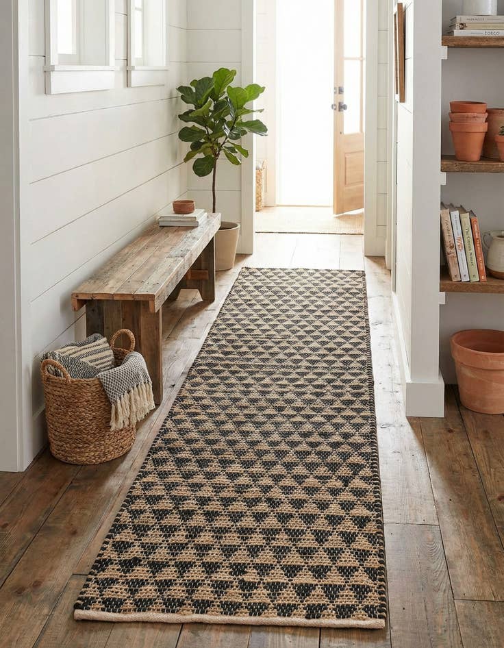 Detail image of 2' 7 x 10'  Hand Woven Chindi Jute Runner Rug