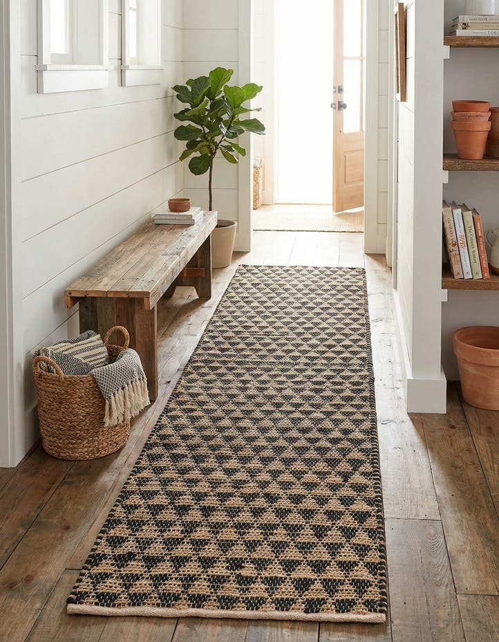 2' 7 x 10' Hand Woven Chindi Jute Runner Rug
