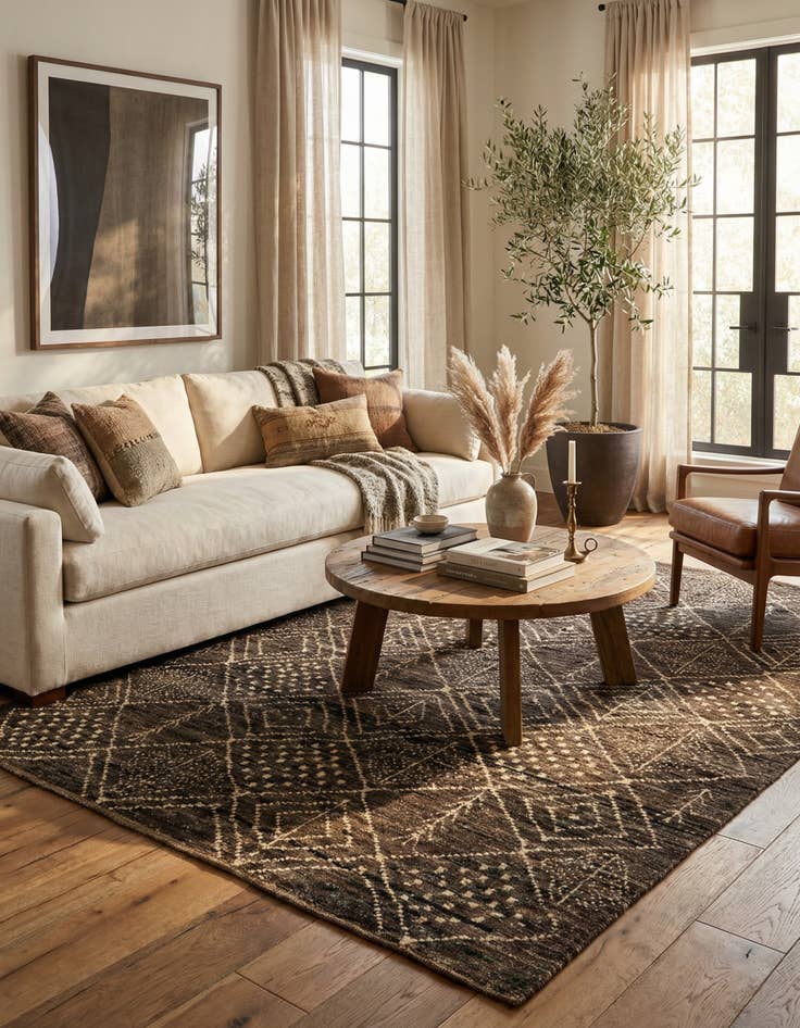 Detail image of  6' 2 x 8' 1  Hand Knotted Moroccan Wool Rug