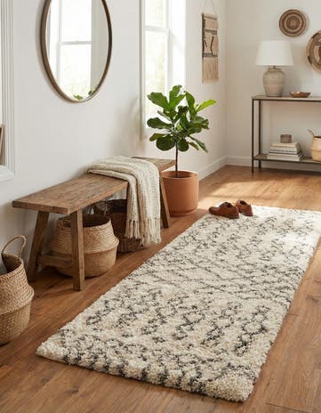 Pure Ivory Moroccan Shag Runner Rug