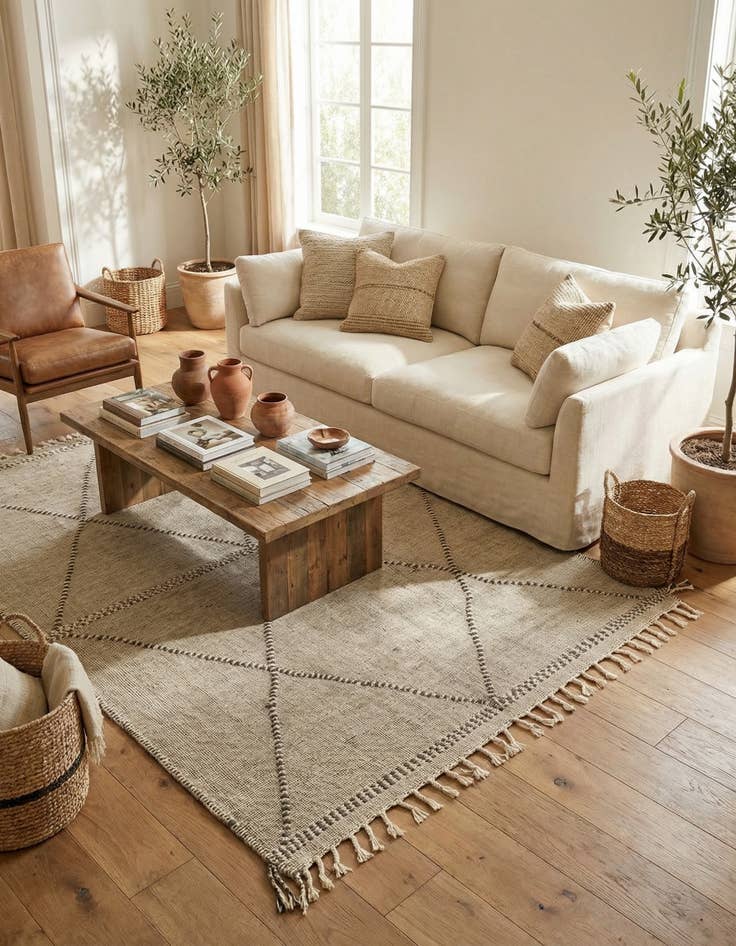 Detail image of 6' 6 x 10'  Hand Knotted Moroccan Wool Rug