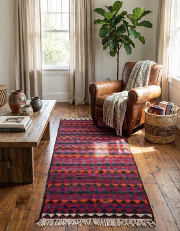 4' 6 x 10' 2 Hand Woven Kilim Fars Wool Runner Rug