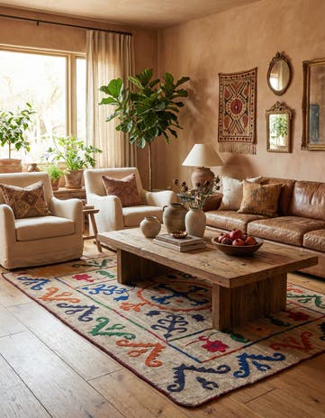 4' 11 x 6' 4 Hand Woven Kilim Suzani Wool Rug
