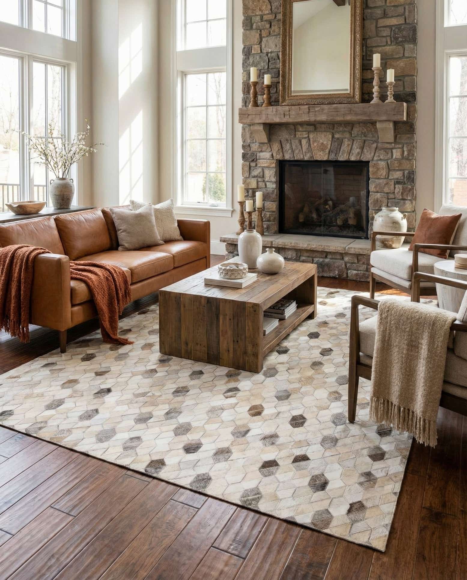 4' 6 x 6' 6 Cowhide Rug