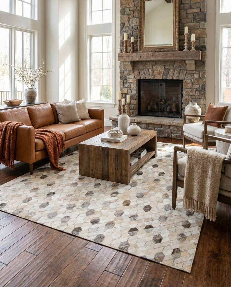 Detail image of 4' 6 x 6' 6 Cowhide Rug