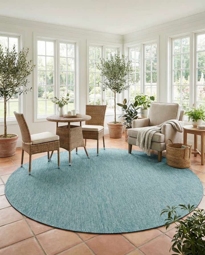 10' 8 x 10' 8 Easy-Clean Solid Indoor / Outdoor Round Rug