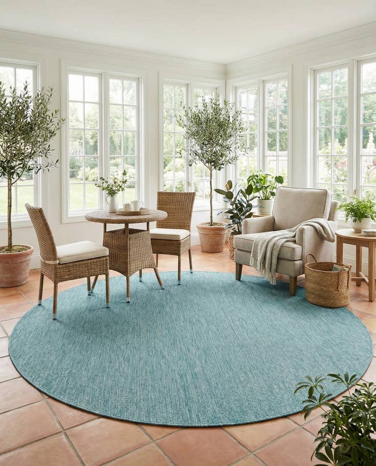 Detail image of 10' 8 x 10' 8 Easy-Clean Solid Indoor / Outdoor Round Rug
