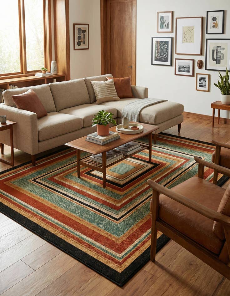 Detail image of 9' x 12'  Washable Modern Indoor / Outdoor Rug